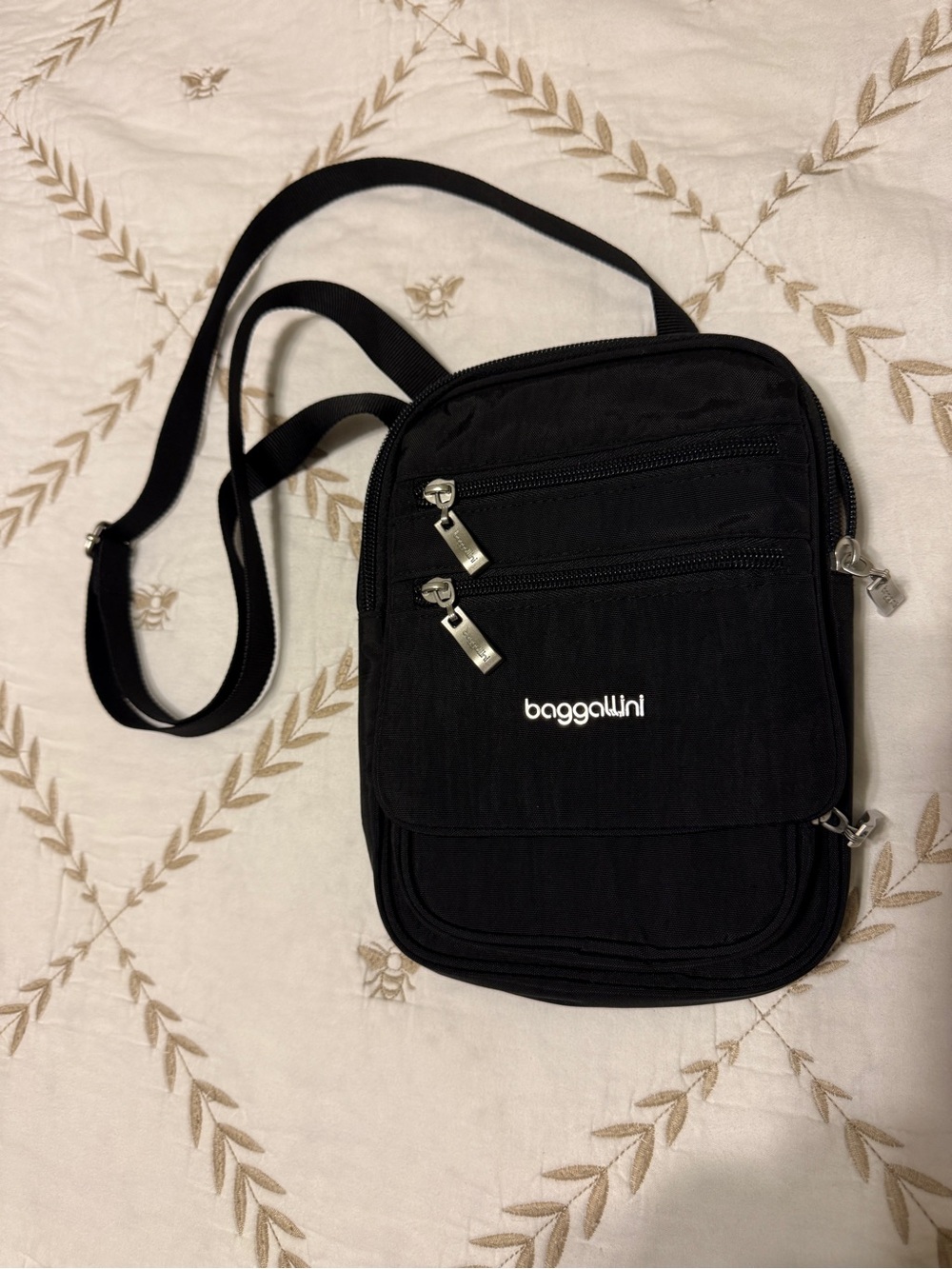 Baggallini Black Multi-Zip Anti-Theft Crossbody Bag